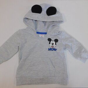 Disney Baby 9 months Gray Long Sleeve hooded Shirt with Mickey Mouse Ears
